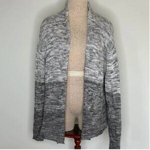 Garnet Hill Gray Heathered Ombre Open Front Cotton Cardigan Size Medium